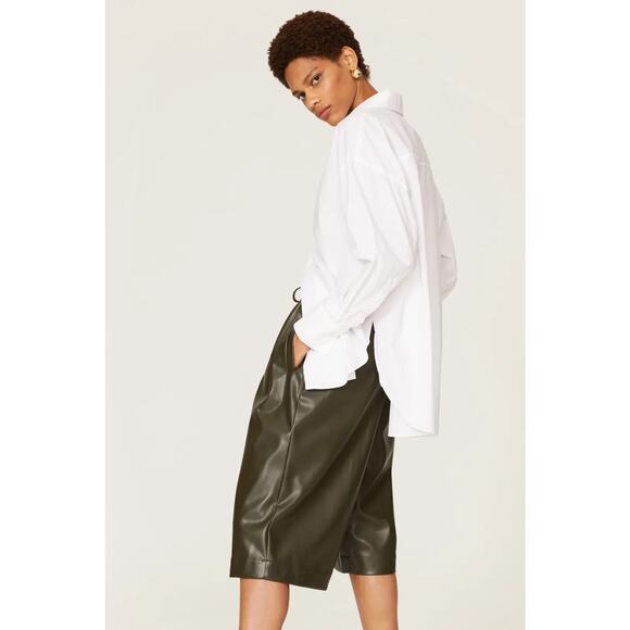 RTR 3.1 Phillip Lim Faux Leather Bermuda Mid Length Culottes pull on solid Sz 8 - Picture 2 of 10